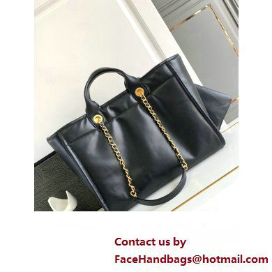 Chanel Calfskin  &  Gold-Tone Metal Shopping Tote Bag AS3351 Black 2024